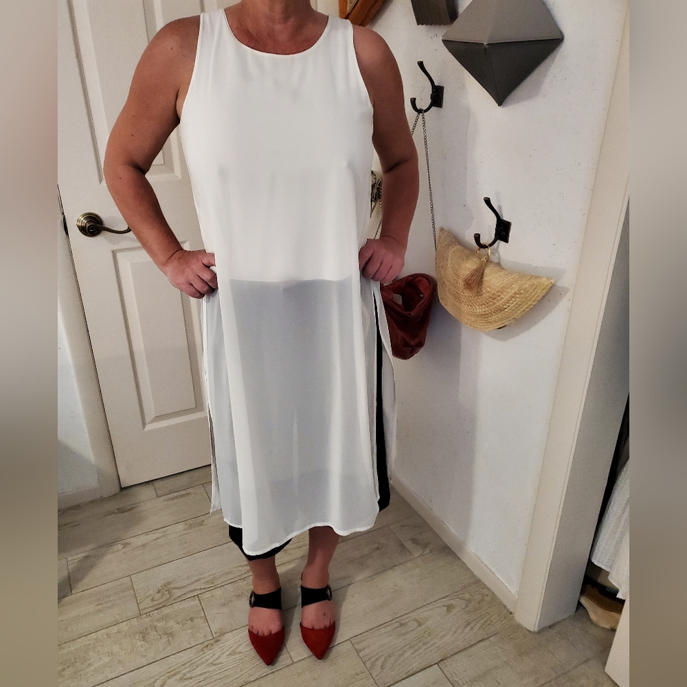 Offwhite sheer top with camisole built in